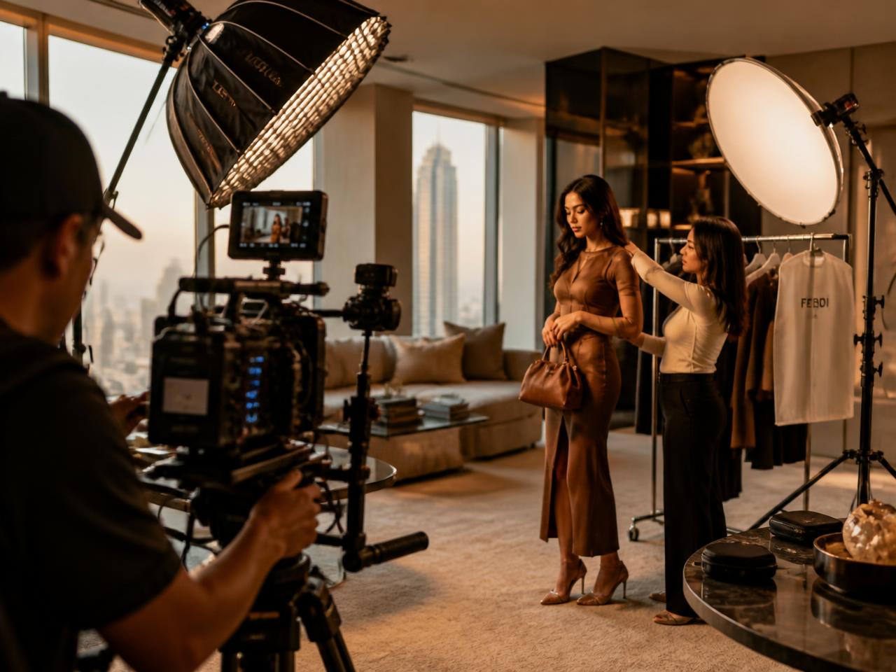 Behind the scenes of a content shoot